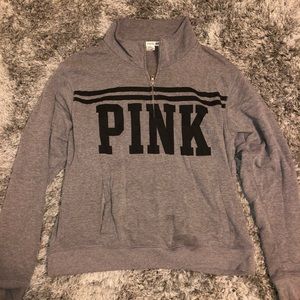Gray love pink quarter zip